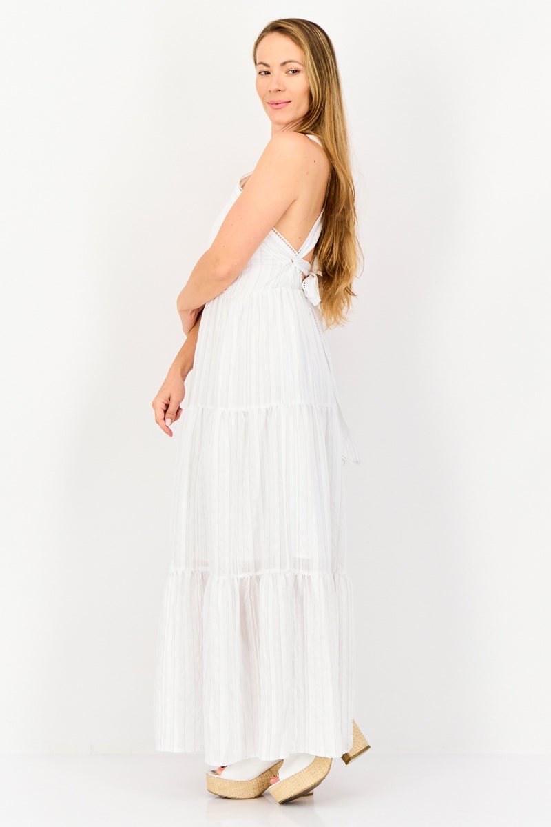 FOREVER 21 Women Stripe Tiered Dress, White - Image 2